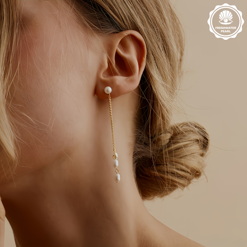 Natural Tassel Earrings, Elegant Three-Strand Design